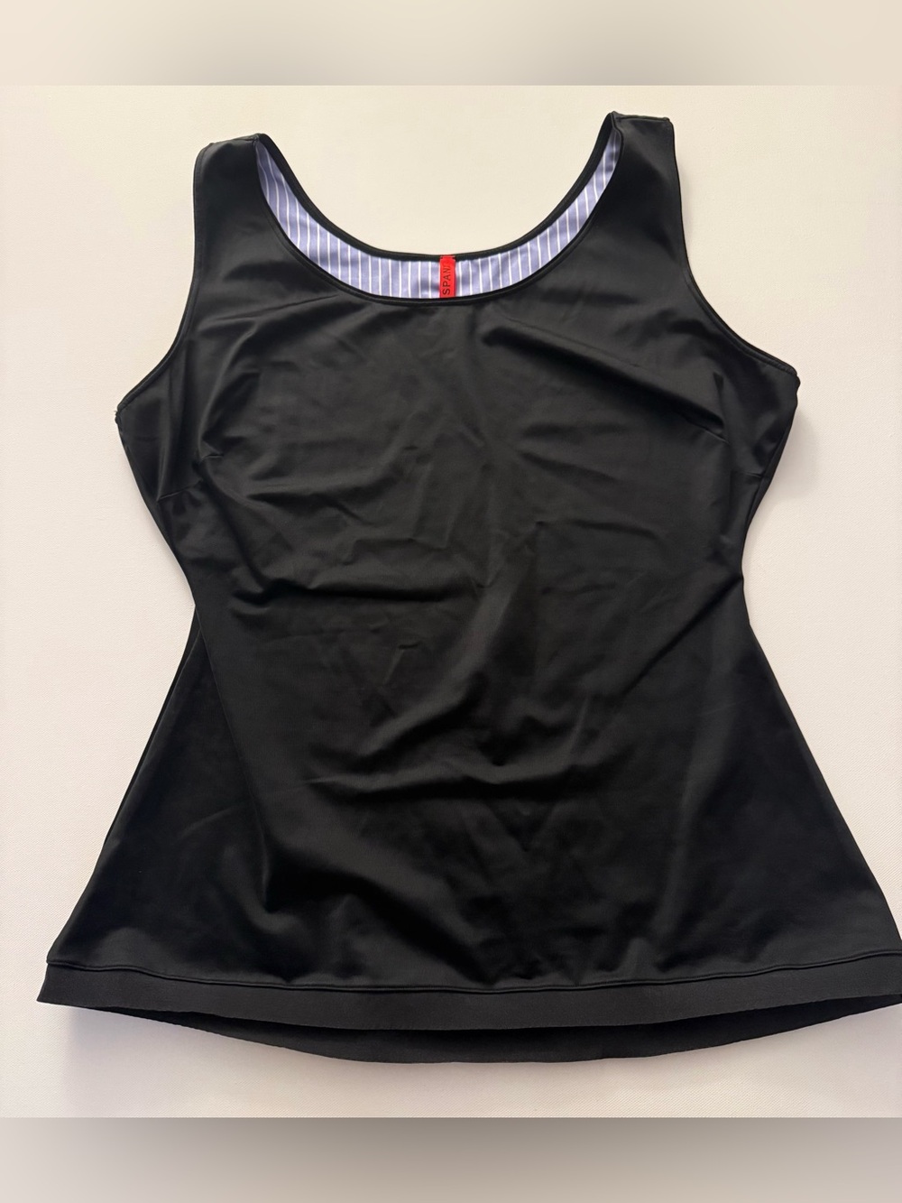 SPANX Black Shaping Tank Top XL Pinstripe Lined
